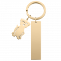 Personlig, Indgraveret, Rektangulær Nøglering med Hundecharm Personlig, Indgraveret, Rektangulær Nøglering med Hundecharm