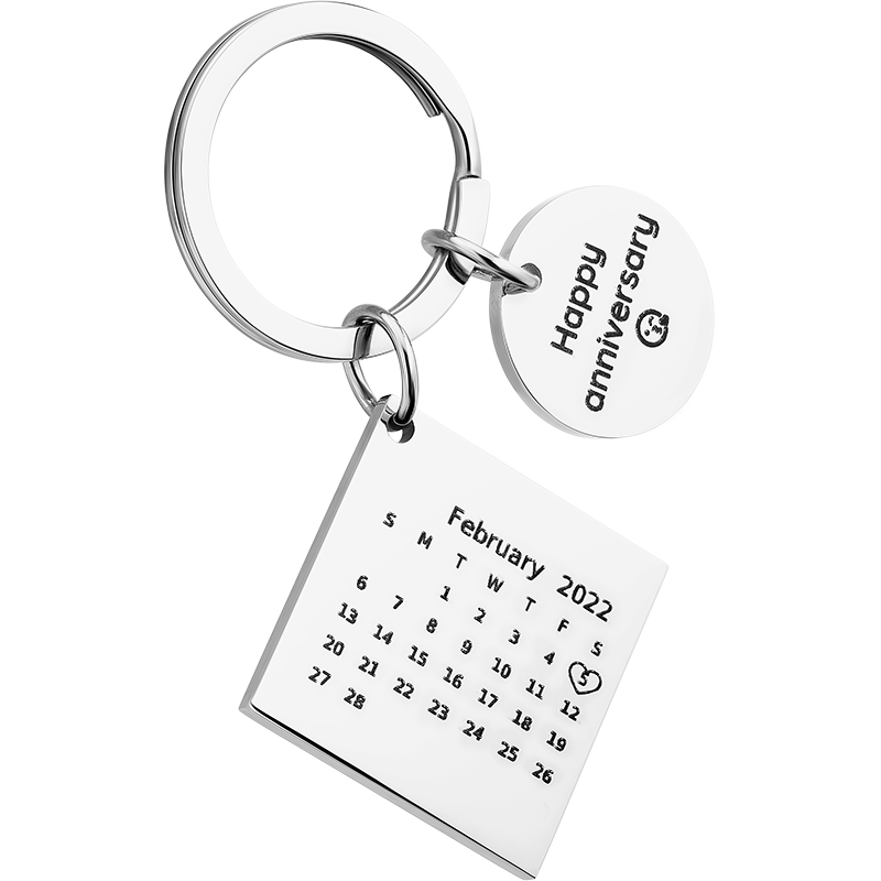 Personlig Nøglering med Firkantet Kalender og Cirkel