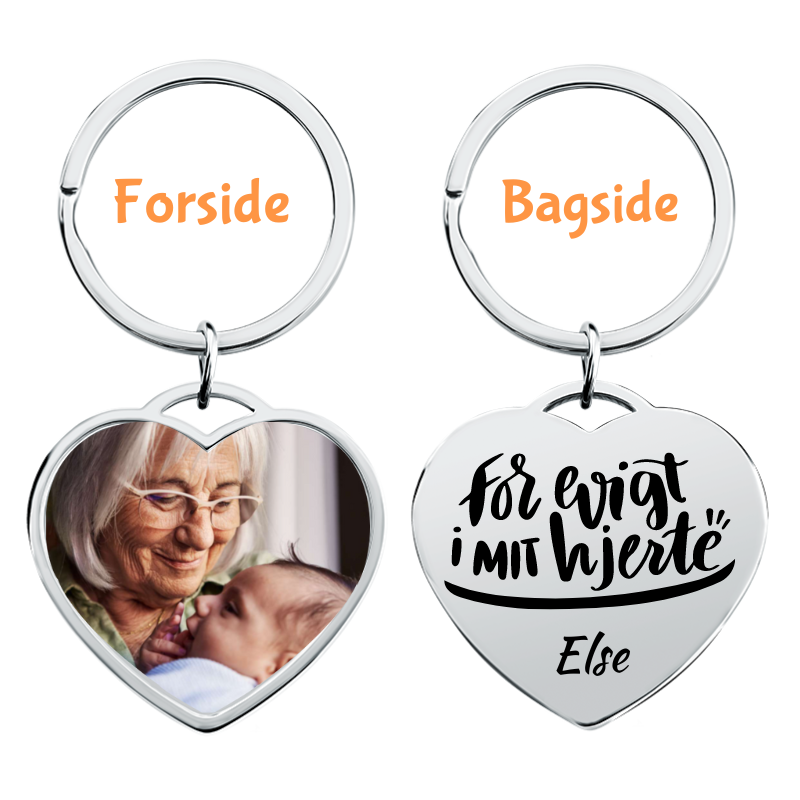 Personlig, Hjerteformet, Luksus Mindenøglering med Foto